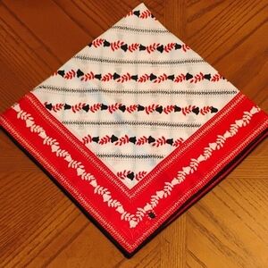 Vintage Vera Neumann Signed Red White And Black Square Scarf 22" x 22"